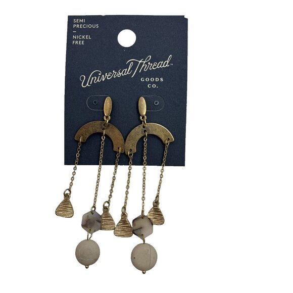 Universal Thread Womens Dangle Earrings Boho Chain Drop Semi Precious - Picture 1 of 4